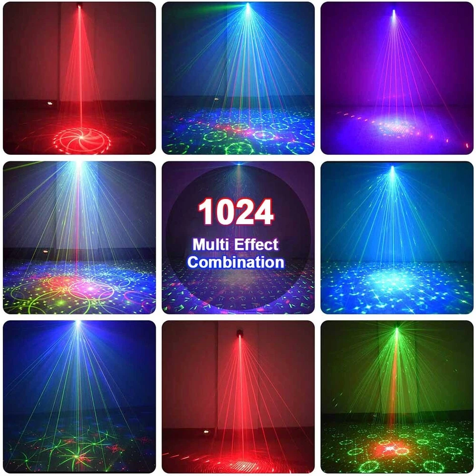 1024Pattern LED Stage Light Laser Projector RGB DJ Disco Party KTV Show Lighting - Image 3 of 4