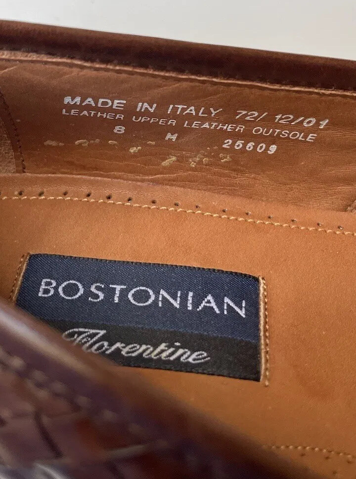 Bostonian Florentine Men's Brown Woven Leather Tassel Loafer Italy