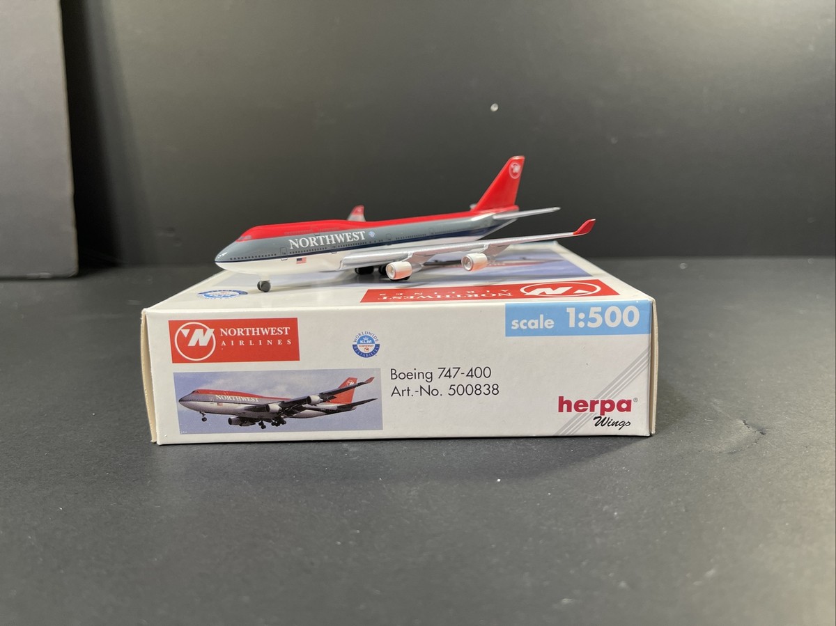 herpa 1/400ノースウエスト航空ボーイング747-400 HERPA WINGS NORTHWEST AIRLINES BOEING 747-400 500838 (1:500