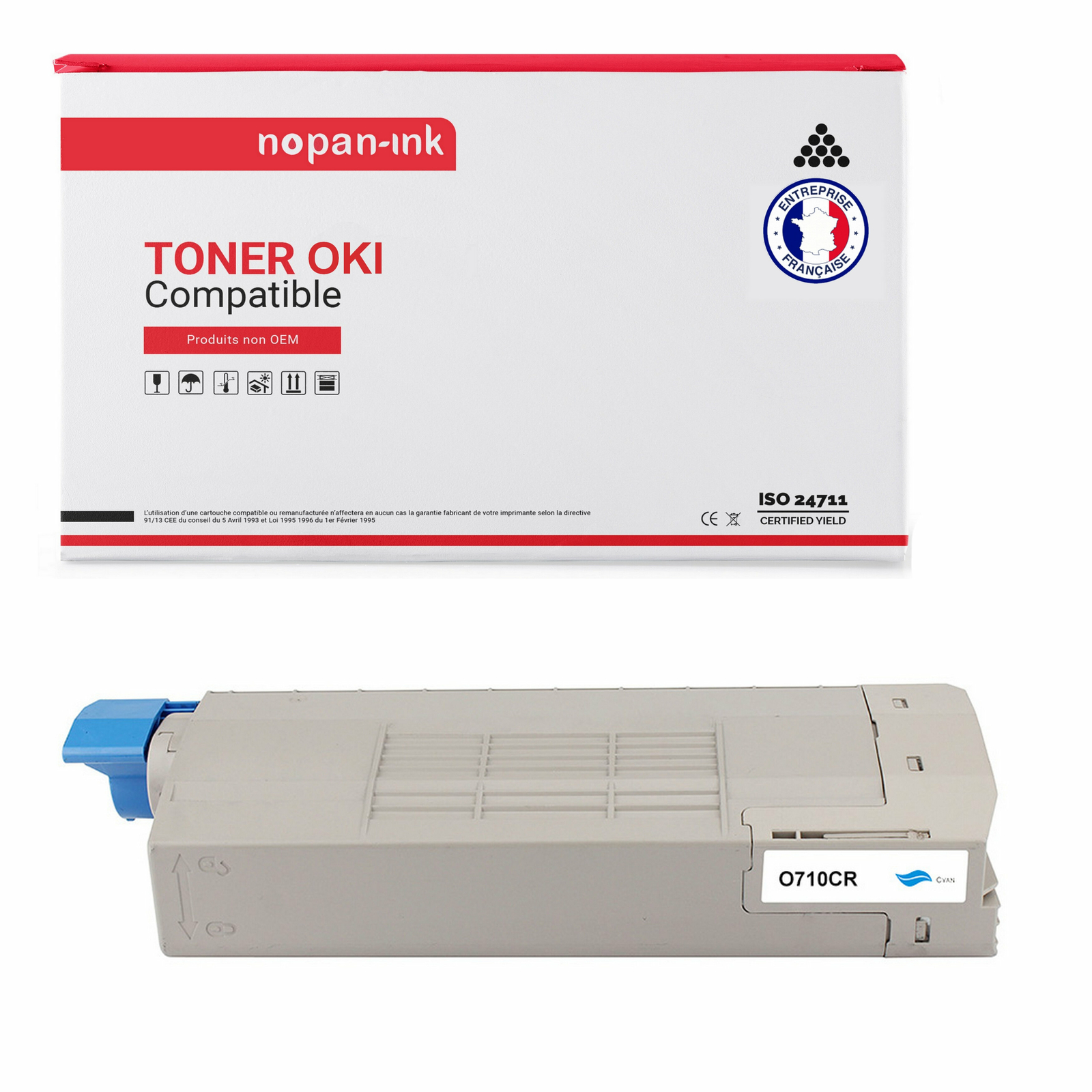 Toner cyan compatible OKI 44318607 cartouche encre laser NOPAN-INK imprimante C610dn