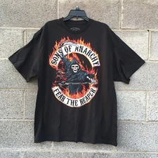 SONS OF ANARCHY Fear The Reaper Black T-Shirt 2XL TV Show Men's Size 2 X-Large