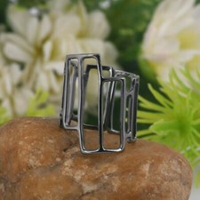 Black Rhodium Engagement Band Ring Sterling Silver Womens Adjustable Ring