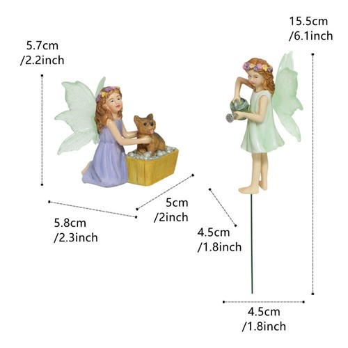 2Pcs/set Fluorescent Flower Fairy Statue Garden Wash Dog Sculptures Flower Pots - Picture 2 of 9