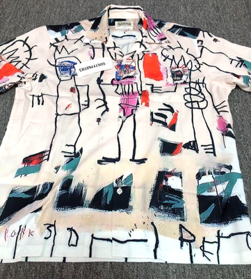 Wacko Maria BASQUIAT Hawaiian Shirt Size L GUILTY PARTIES Rayon 