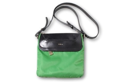 FURLA Bicolor Shoulder Bag, Sacoche, Nylon Leather, Green/Black, Men's