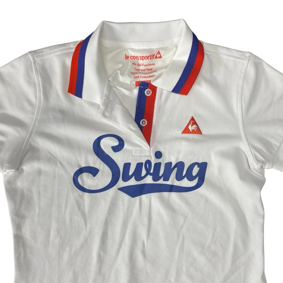 Le Coq Sportif 女式高尔夫系列蓝色白色 Polo 衫,尺寸 M — 第 2/4 张图片
