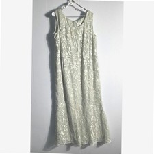 David's Bridal Sage Green Floral Burnout Beaded Maxi Dress Plus Size 20W Formal