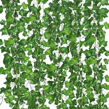 12 Pack Fake Vines for Room Decor Artificial Ivy Garland with Clip Green Flow...