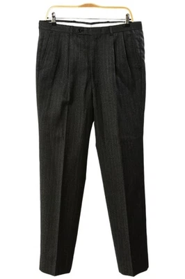 80s Vintage Gray Pinstripe Double Breasted Suit Mens 40L Pleated