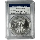 2013 (W) Silver Eagle $1 PCGS MS70 West Point Mint Label NA58