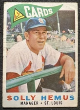 1960 TOPPS SOLLY HEMUS MGR (ST. LOUIS CARDINALS) #218 VG-