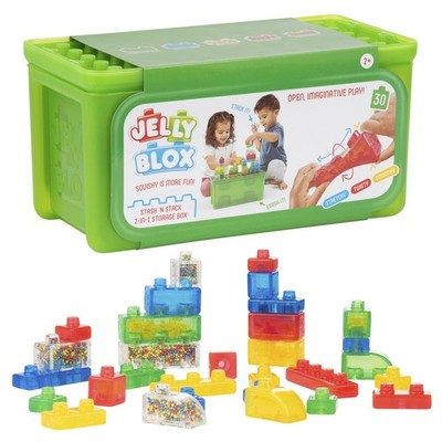 Jelly Blox Stash 'N Stack 2-in-1 Storage Case with 30 Medium, Multicolor
