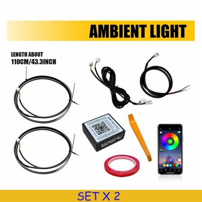 2X Symphony LED RGB Car Interior Sunroof Ambient Skylight Strip Kit Universal
