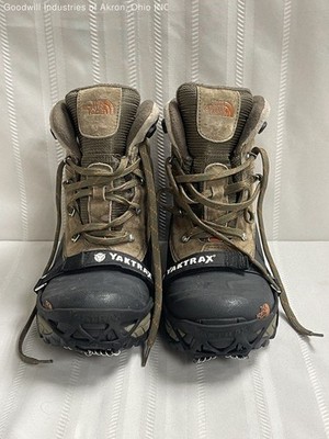 The North Face Heatseeker Winter Snow Boots Brown Black with Yaktrax Size 10.5