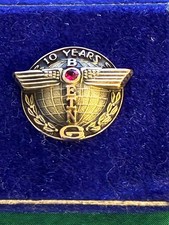 Boeing SOLID 10K Gold and Ruby 10 Year Service Lapel Pin, Screwback Vintage-b