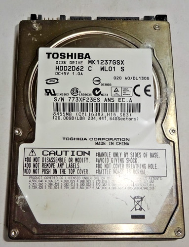 TOSHIBA*** MK1237GSX *** 120 GB *** SATA HDD Notebook 2,5'' ZOLL#NFP1391