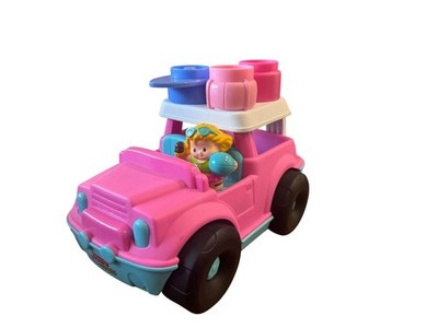 Fisher Price Little People Pink Beach Jeep RARE SARAH LYNN 2010 Block Builder 