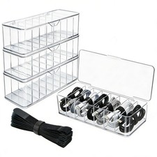 4-Pack Clear Cable Organizer Box with Lid, Desk Drawer Charger Storage with 4...