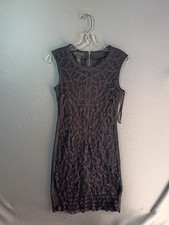 INC International Concepts Black Lace Dress Womens 6 Sleeveless Back Zip Sheath