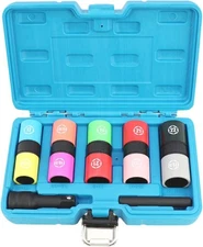 DPTOOL Half Size Lug Nut Socket Set 1/2” Drive Impact Flip Socket Set Metric 6