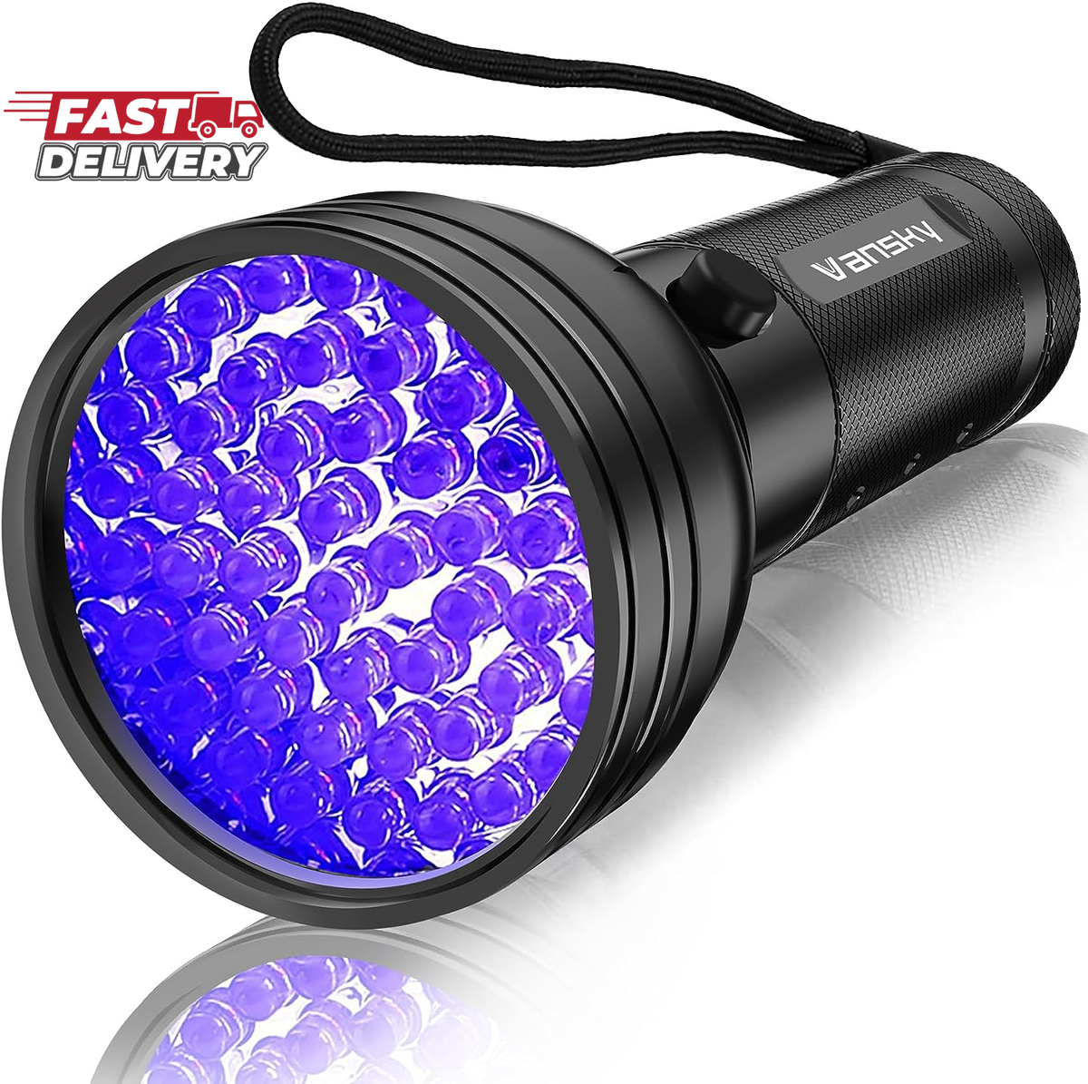 Vansky 100-LED UV Blacklight Flashlight – 395nm Ultraviolet Detector For Pet Urine, Bed Bugs, Scorpions & Dry Stains – 70% Brighter, 20-Hr Runtime