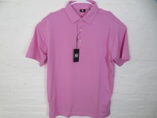 FootJoy Polo Shirt Mens Medium Pink Micro Stripe Golf Moisture Wicking 30462