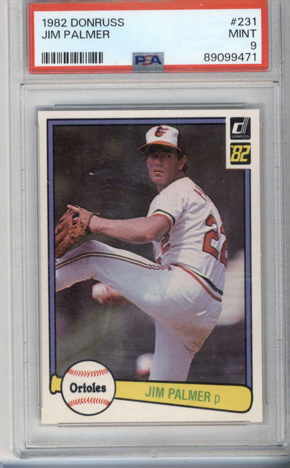 1982 DONRUSS #231 JIM PALMER PSA 9