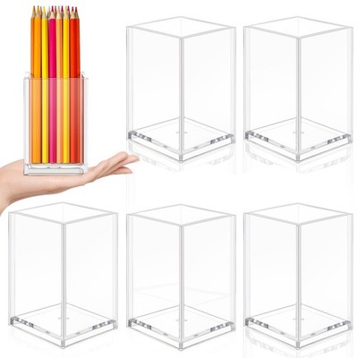 6 Pieces Clear Acrylic Pen Holder Makeup Brush Desktop