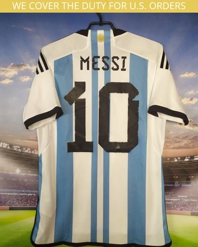 Argentina Messi World Cup Adidas 3 Stars Champions Jersey Adidas Mens Size M