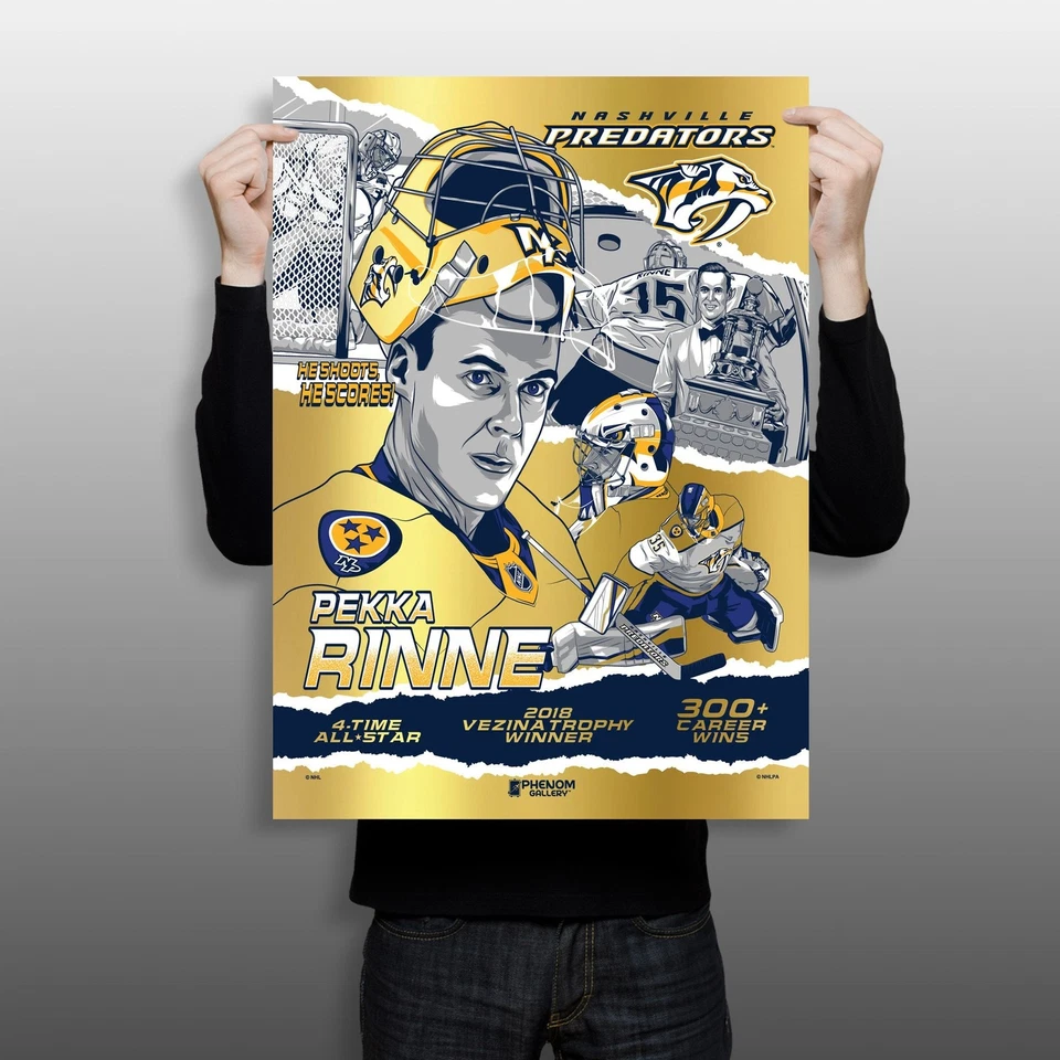 Nashville Predators Pekka Rinne 18"x24" lámina de oro serigrafía enmarcada Foto 2 de 4