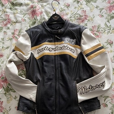 Harley-Davidson 1903 Speedway Spirit Leather Jacket Black/White/Gold L