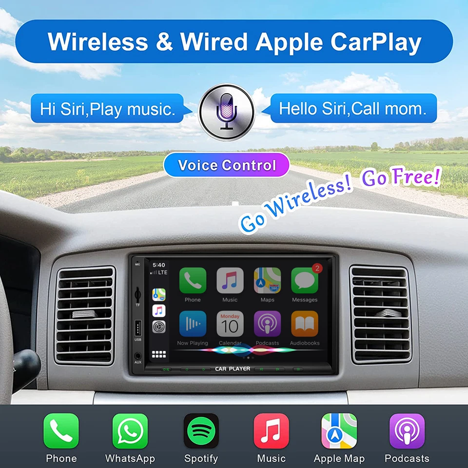 Double 2 Din 7” Car Stereo Touch Screen Car Radio Apple CarPlay Android Auto BT - Image 4 of 4