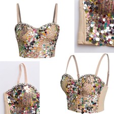 Womens Bra Colorful Tops Underwear Camisole Club Push-up Party Corset Metallic