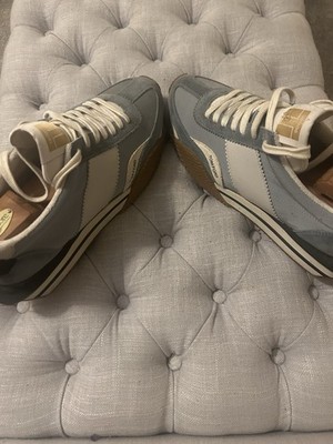 Tom Ford James Panelled Sneakers Size 12 Light Blue White Suede - AUTHENTIC  