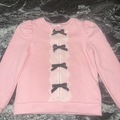 Authentic American Girl Girl's Janie And Jack Pink Sweatshirt Wrapped In Bows 10