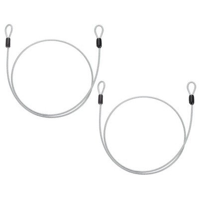 2pcs 5/32'' Dia 2.6ft Security Cable Lock Vinyl Coated Steel with Loops Silver