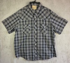 Wrangler Western Shirt Mens 2XL Black Plaid Pearl Snap Short Sleeve Cowboy