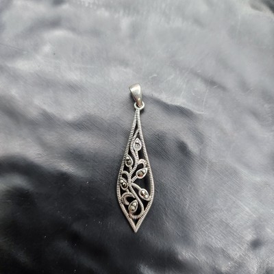 Sterling Silber 925 Markasit Edelstein Zweig Anhänger Halskette   