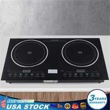 110V Induction Cooktop 2 Burners Electric Hob Cook Top Stove Ceramic Cooktop USA