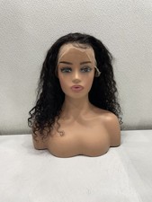 Natural Black Water Wave Human Hair Blend 13x4 Lace Front 180 Density Wig, 16"