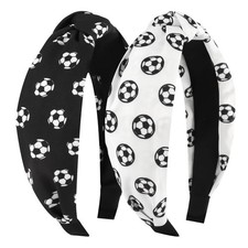 Soccer Headbands, 2 Pack Black White Knotted Headbands, Non Slip Elastic Soft...