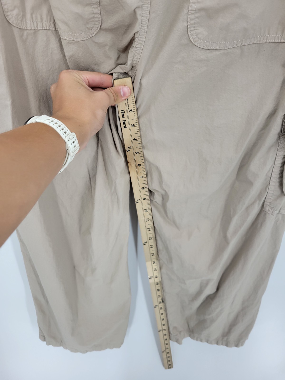 Aerie Pants Womens Large Tan Wide Leg Cargo Pull On Beachy Boho Casual Utility