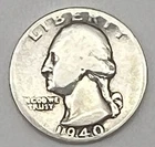 1940 P Washington Quarter 25c Philadelphia 90% Silver US Coin