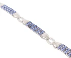 925 Sterling Silver Vintage Bracelet Elegant Oval Cut Tanzanite & Topaz  BT12114