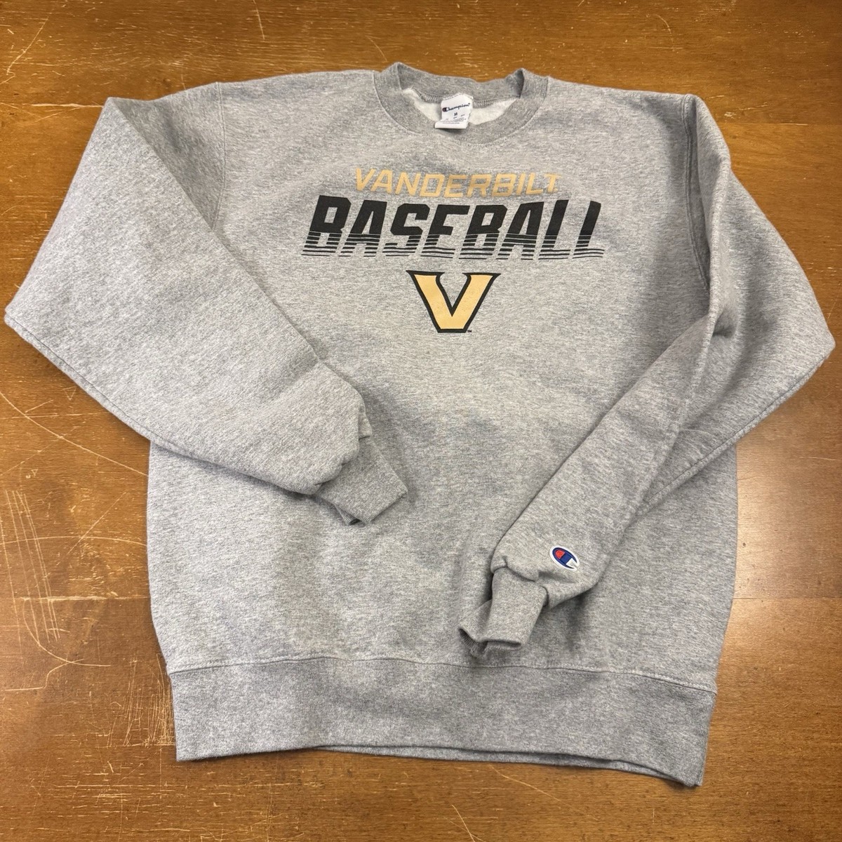 Vanderbilt Commodores Sweatshirt Mens Medium Gray Baseball Pullover Champion
