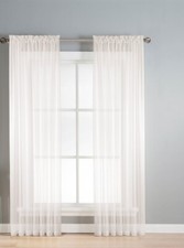NEW VERSATIL SET ROD POCKET SOLID WINDOW CURTAIN TREATMENT VOILE SHEER PANELS