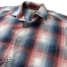 Tommy Bahama Mens Cotton L/S Button Shirt Red/White/Blue Plaid   Small