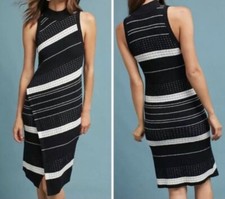 Anthropologie Moth Stripped Asymmetric Knit Sweater Dress