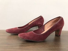 Vintage 60s DeLiso Debs Suede Leather Pumps Heels Cranberry Pink Sz 9 AAA Narrow