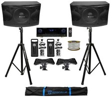 2 Rockville KPS12 12" Karaoke Vocal Speakers Bluetooth Amplifier Mixer 2 Mics